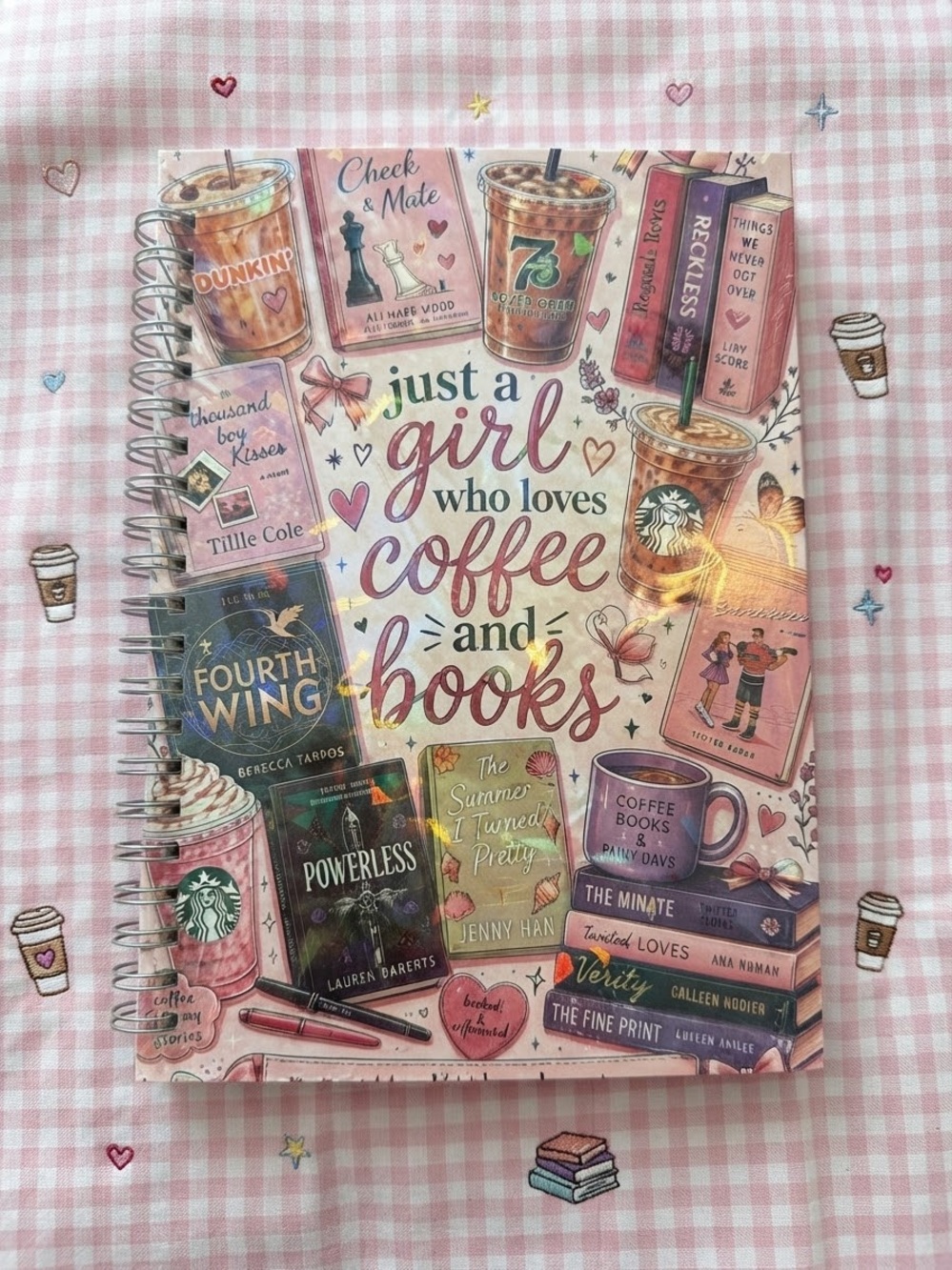 Just a Girl Who Loves Coffee and Books A5 Spiral Notebook - Pink Cover